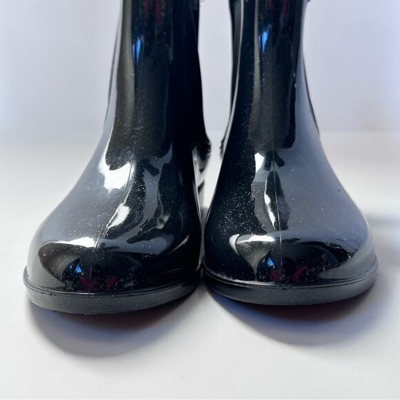 Juicy Couture Black Glitter Rain Boots | Chelsea Jelly Waterproof Size 8 - Picture 9 of 9